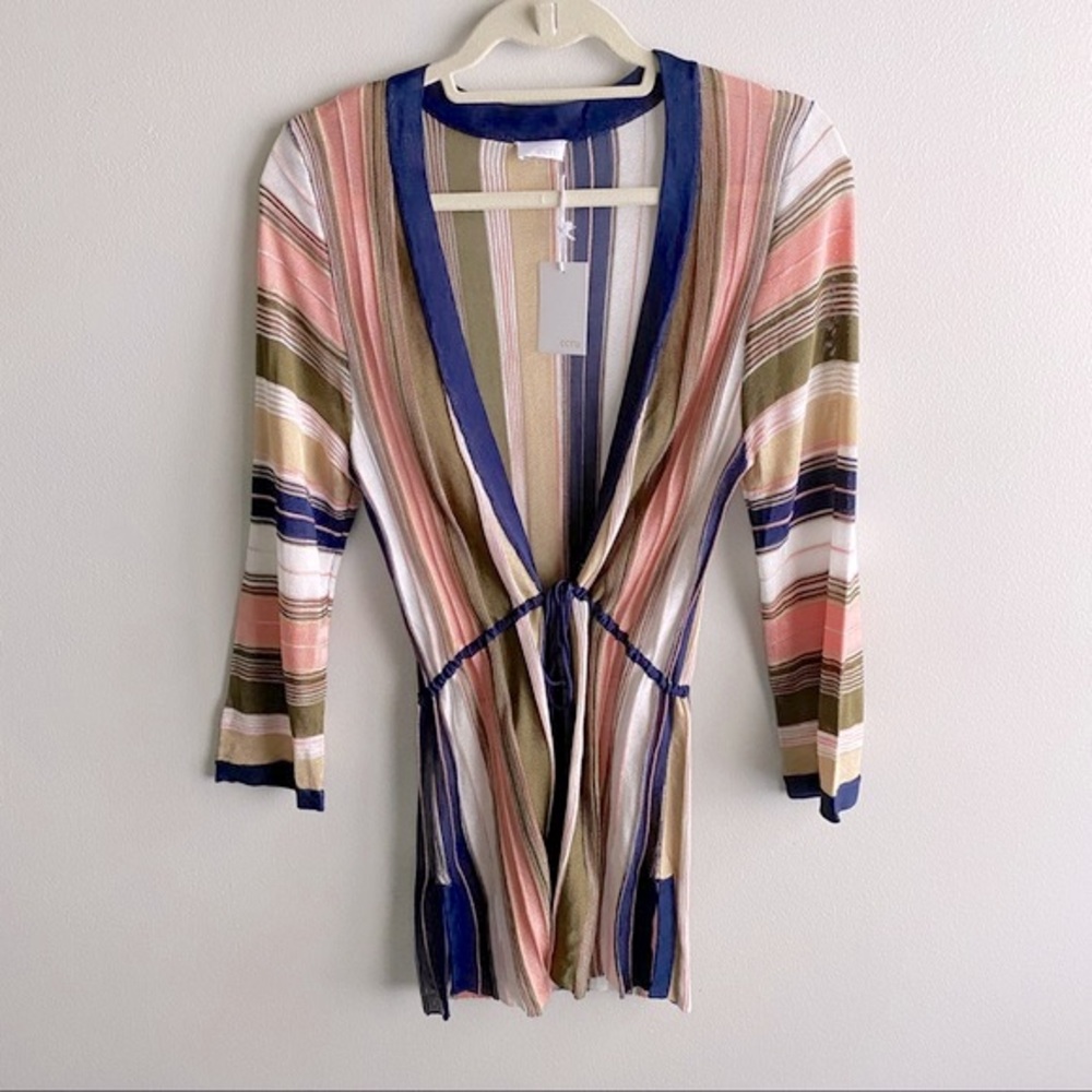 Ecru Multicolor Striped Cardigan